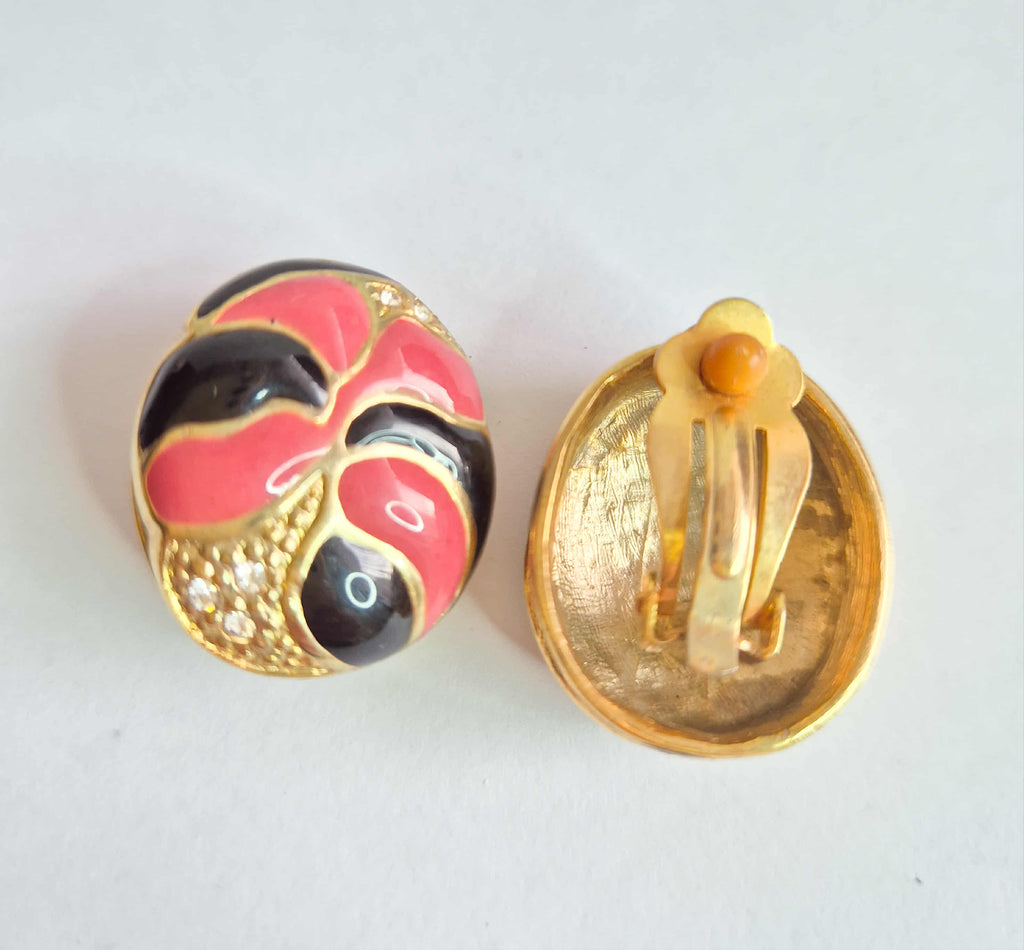 Vintažiniai klipsai su emalės dizainu