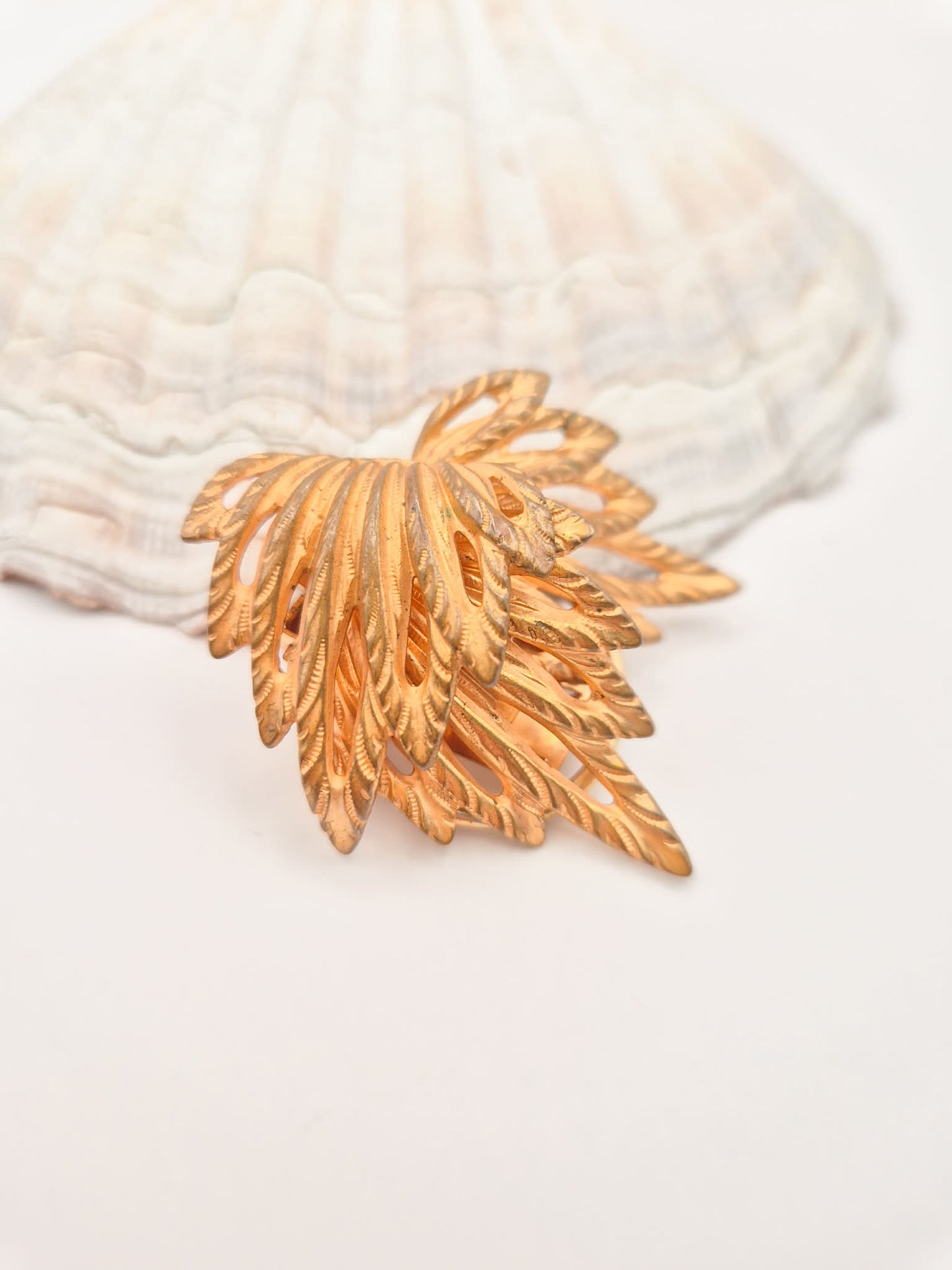 Prancūziška vintažinė sagė-klipsas „Lapas“ | Brevete SGDG | Paryžius | 5,5 cm