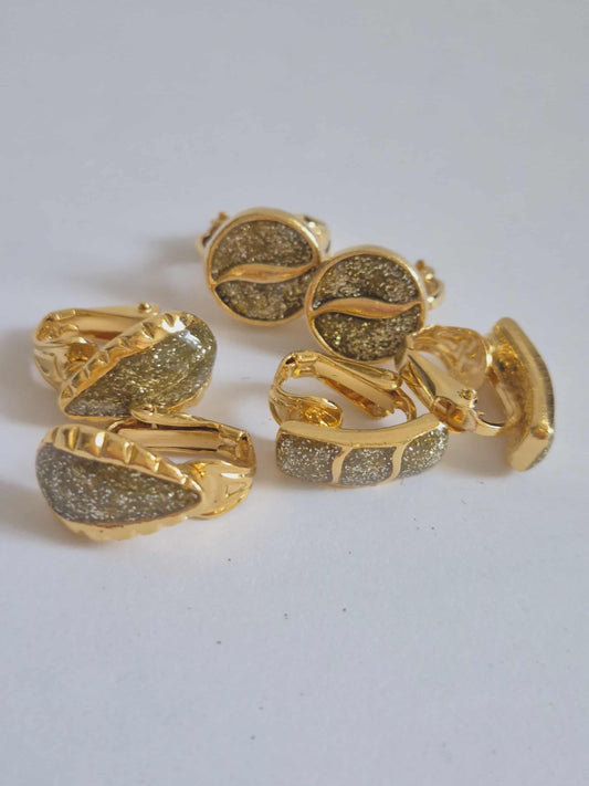 Van Doran vintažinių klipsų rinkinys su deimantų dulkemis