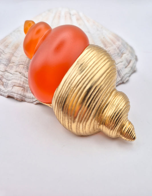 Vintažinė sagė Christian Dior Paris | Dune | Robert Goossens | Oranžinė kriauklė | 9,5 cm