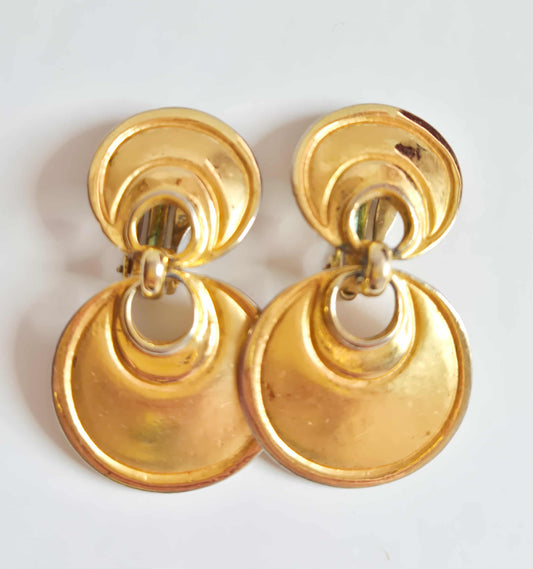 Vintažiniai auksines spalvos klipsai, 1980-1990 m.